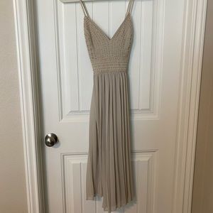 Delilah Nude Pleated Midi Dress